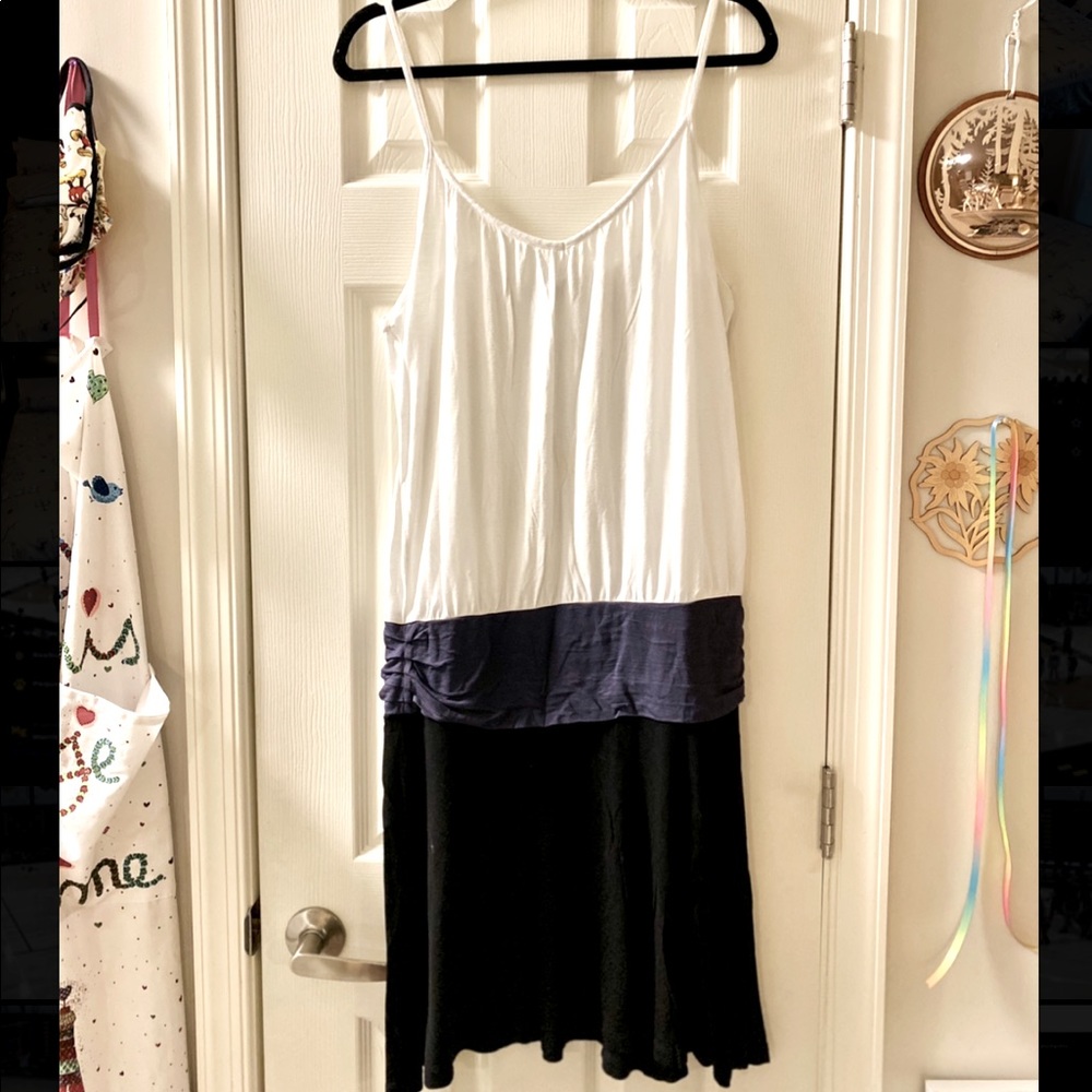Spaghetti Strap Adjustable Color Block Dress